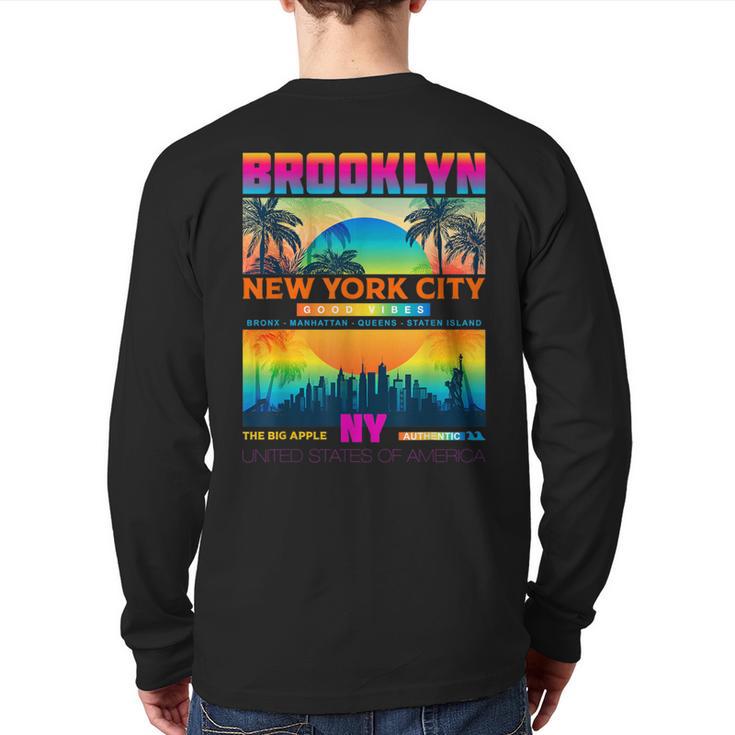 Colorful Brooklyn New York City T Urban New York City Back Print Long Sleeve T-shirt