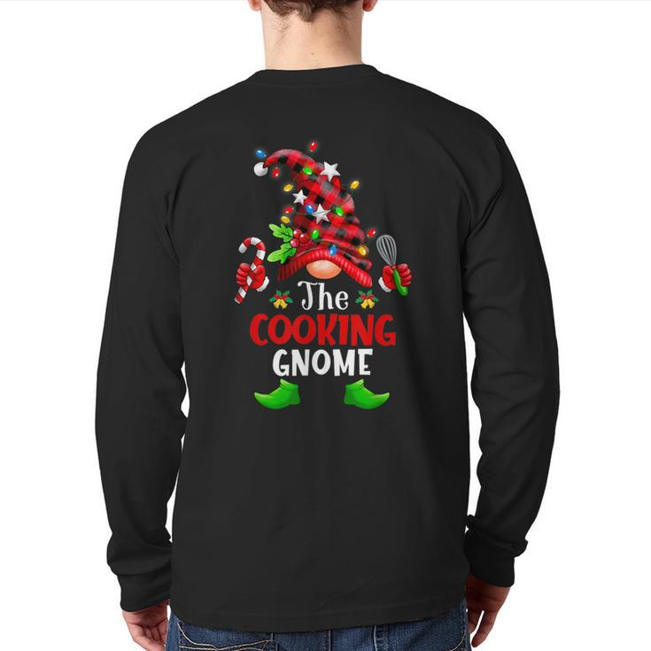 Cooking Gnome Christmas Buffalo Plaid Family Gnomes Matching Back Print Long Sleeve T-shirt