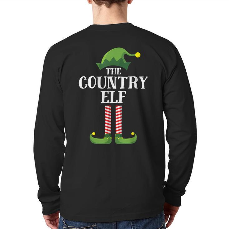 Country Elf Matching Family Group Christmas Party Back Print Long Sleeve T-shirt