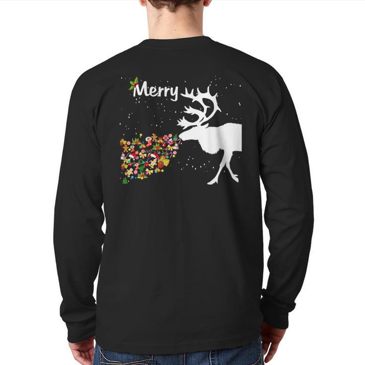 Couples Sick Reindeer Diy Ugly Christmas Sweater Back Print Long Sleeve T-shirt
