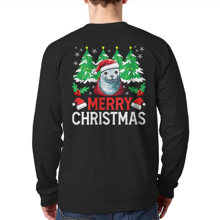 Crabeater Seal Christmas Pajama Costume For Xmas Holiday Back Print Long Sleeve T-shirt