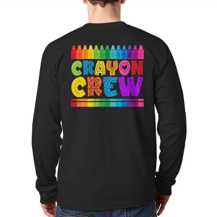 Crayon Crew Coloring Artistic Drawing Color Back Print Long Sleeve T-shirt