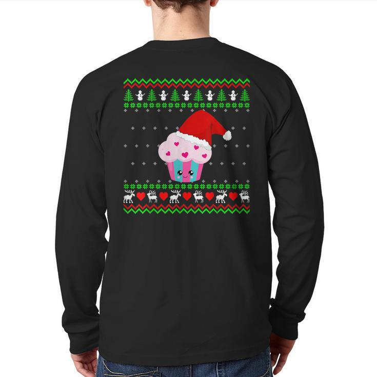 Cupcake Ugly Christmas Sweater Back Print Long Sleeve T-shirt