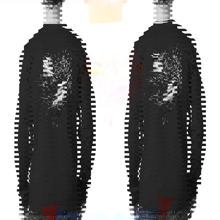 Cute Black Capped Chickadees In Branches Back Print Long Sleeve T-shirt