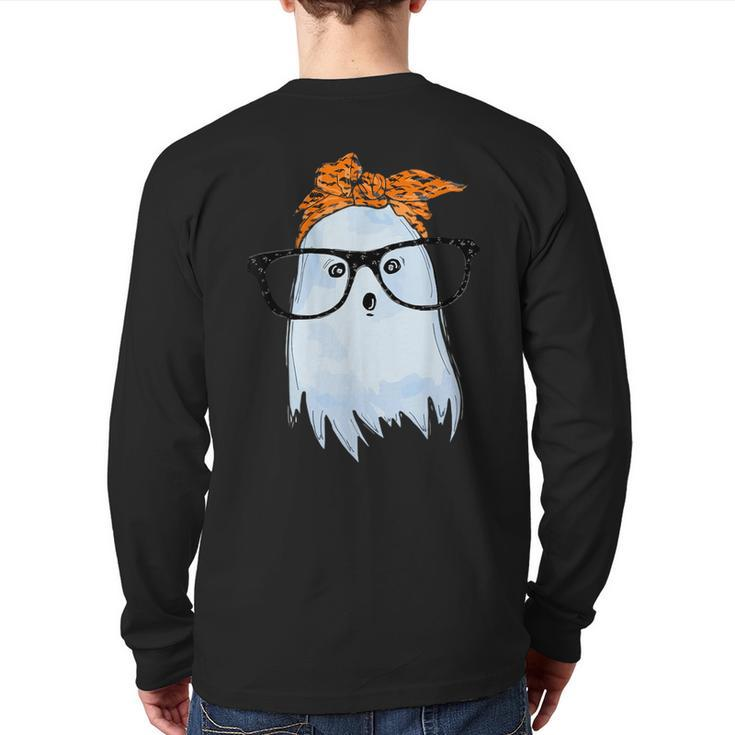 Cute Ghost With Glasses And Bandana Back Print Long Sleeve T-shirt