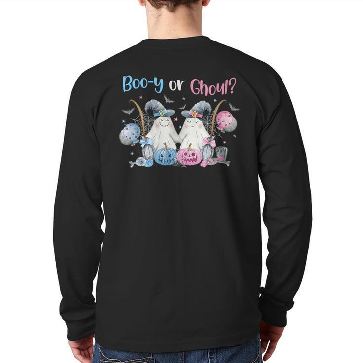 Cute Spooky Witch Ghost Boo-Y Or Ghoul Gender Reveal Back Print Long Sleeve T-shirt