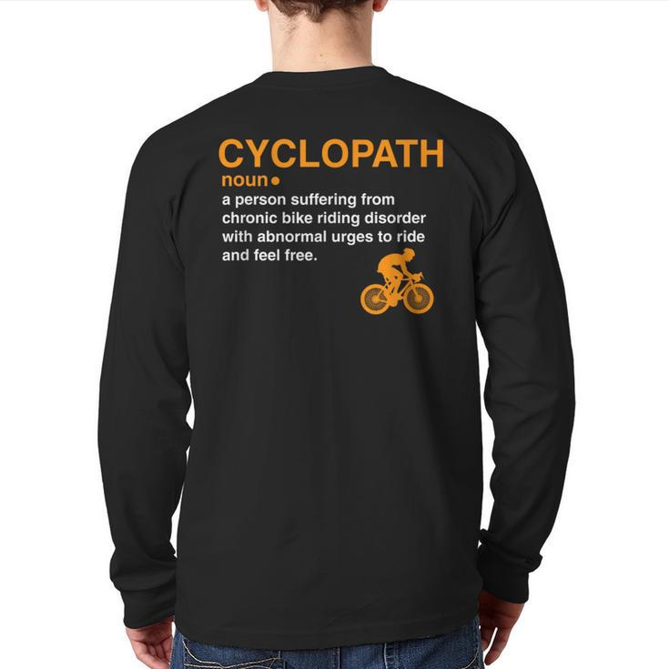 Cyclopath Dictionary Definition Cyclist Bike Riders Back Print Long Sleeve T-shirt