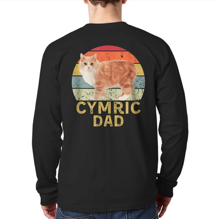 Cymric Cat Dad Retro Vintage Cats Lovers & Owners Back Print Long Sleeve T-shirt