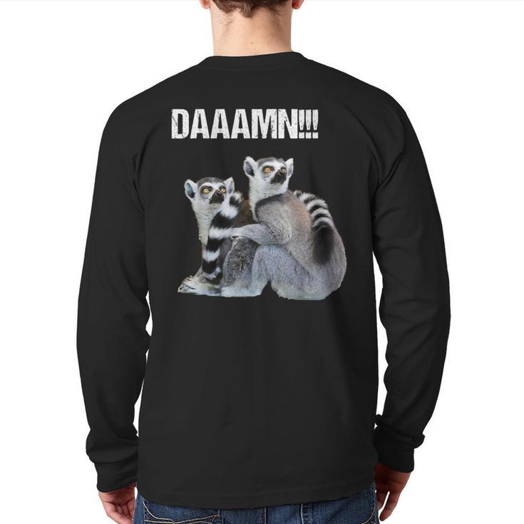 Daaamn Fucking Hilarious Cute Lemur Monkey Back Print Long Sleeve T-shirt