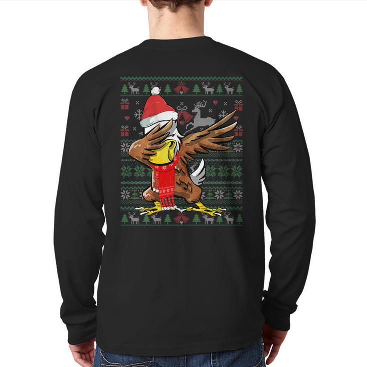 Dabbing Eagle Ugly Christmas Sweater Xmas Party Costume Back Print Long Sleeve T-shirt