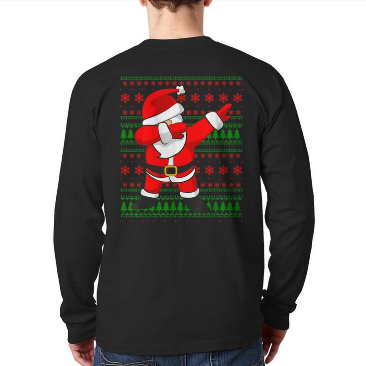 Dabbing Santa Claus Ugly Sweater Christmas Back Print Long Sleeve T-shirt