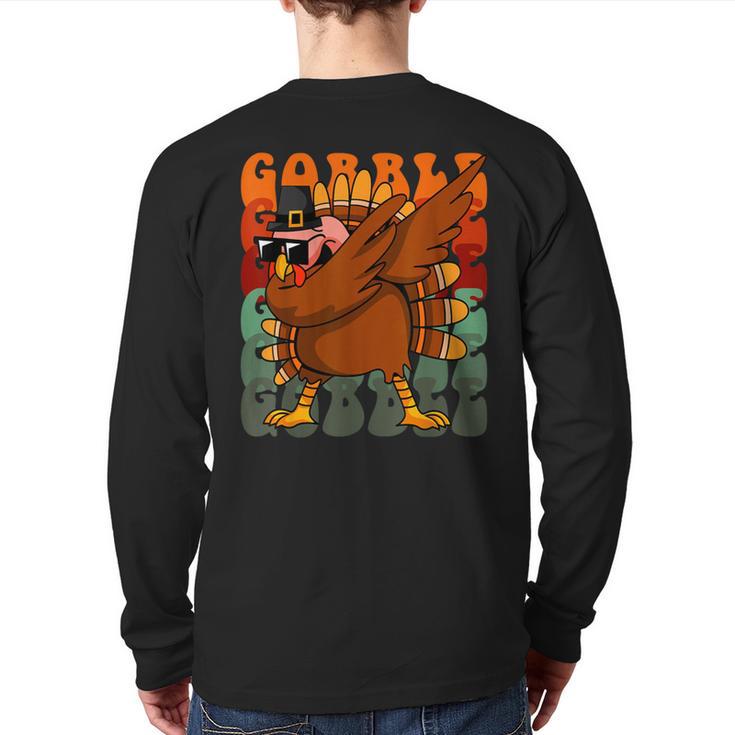 Dabbing Turkey Thanksgiving Day Pilgrim Boys Dab Gobble Back Print Long Sleeve T-shirt