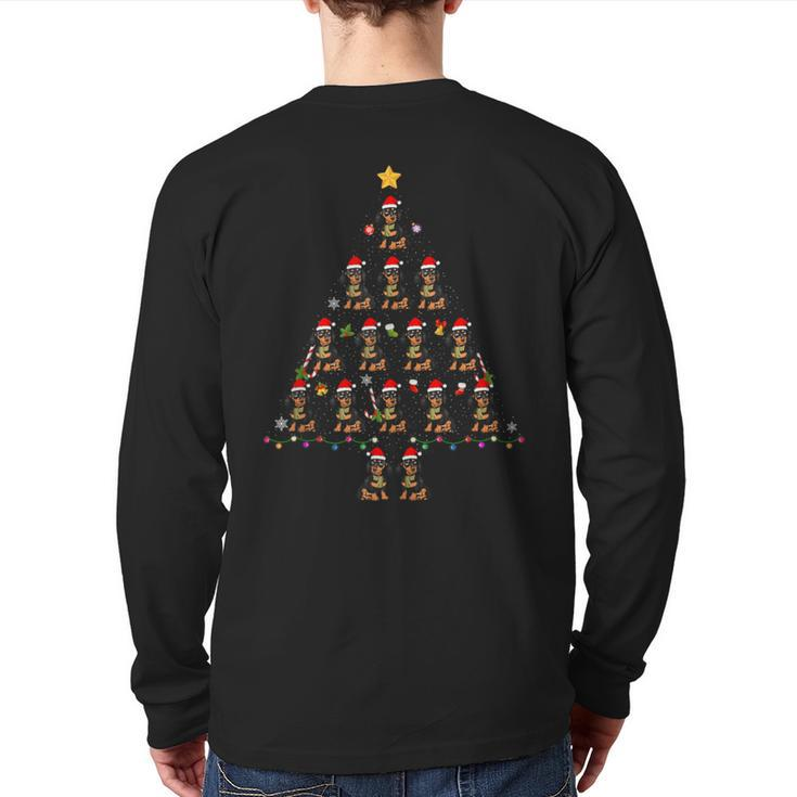Dachshund Dog Christmas Tree Ugly Christmas Sweater Back Print Long Sleeve T-shirt