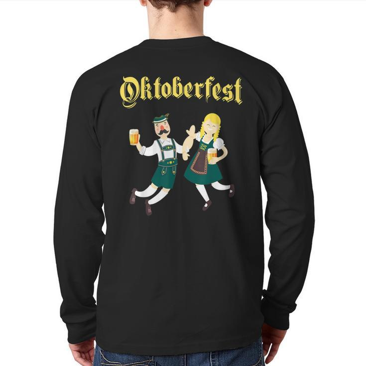 Dancing Barman And Barmaid Drinking Oktoberfest Back Print Long Sleeve T-shirt