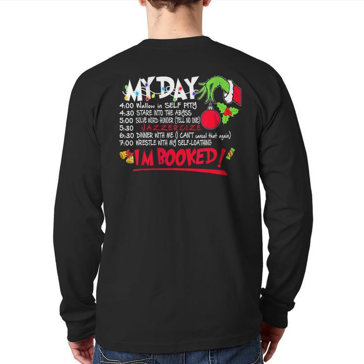 My Day Schedule Im Booked Christmas Merry Christmas Back Print Long Sleeve T-shirt - Thegiftio