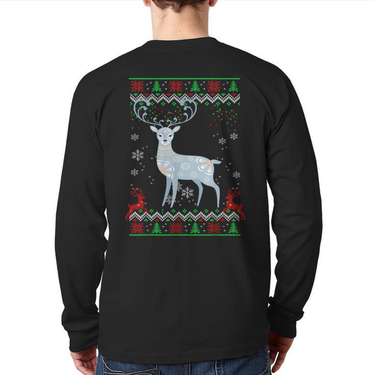Deer Ugly Christmas Sweater Back Print Long Sleeve T-shirt