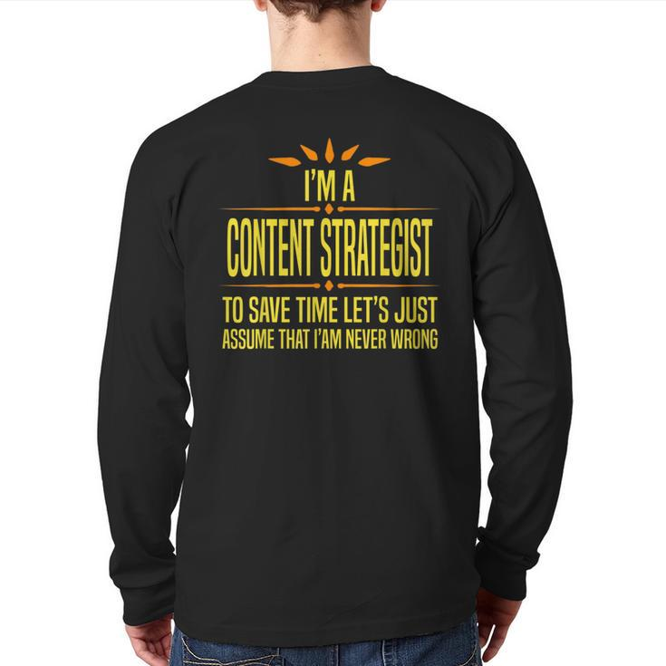 Im A Desk Content Strategist Back Print Long Sleeve T-shirt