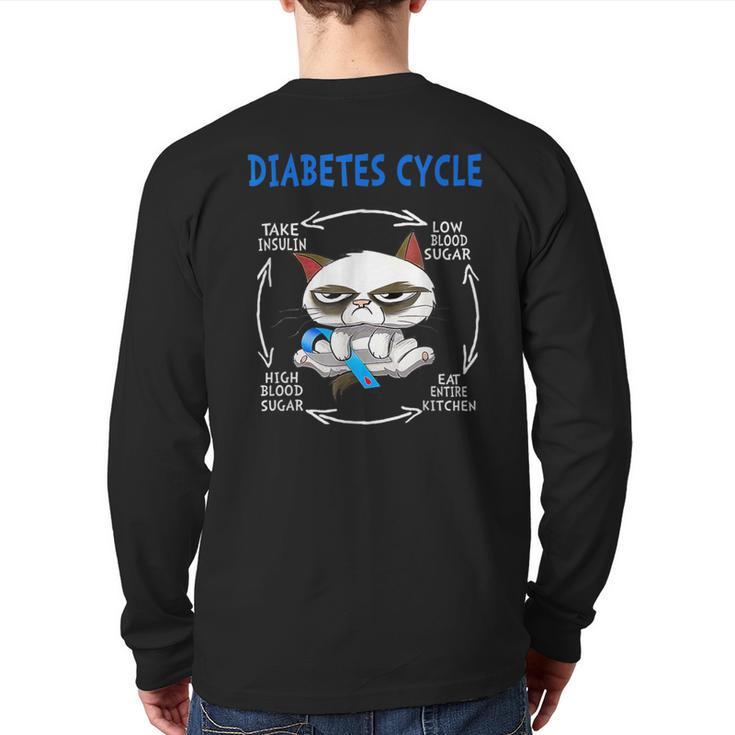 Diabetes Cycle Diabetes Awareness Cat Outfits Back Print Long Sleeve T-shirt