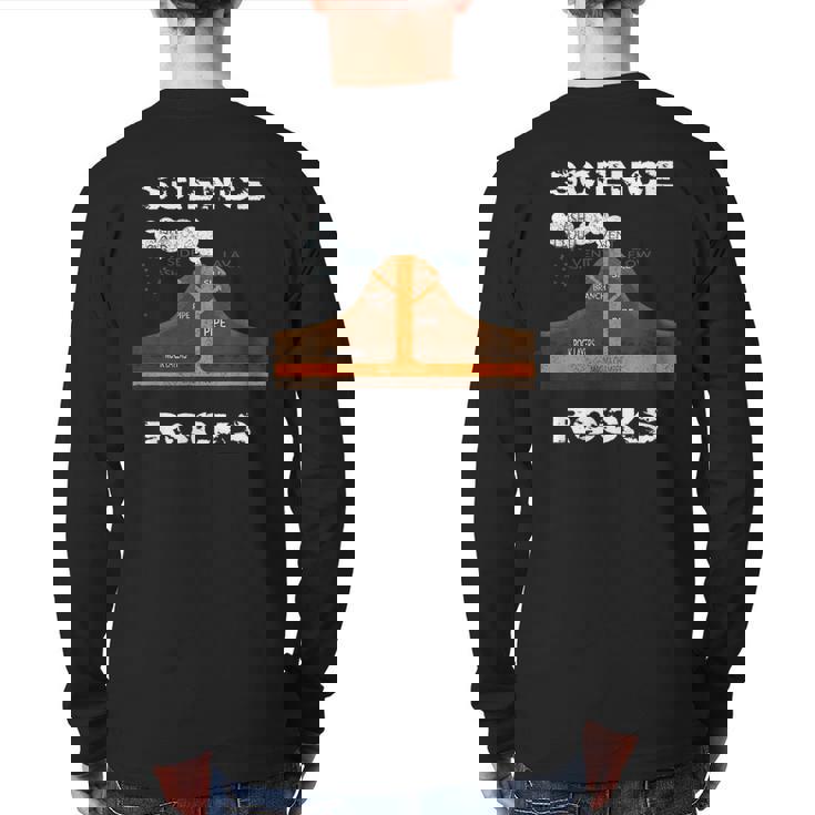 Distressed Science Rocks Volcano Science Camp Back Print Long Sleeve T-shirt