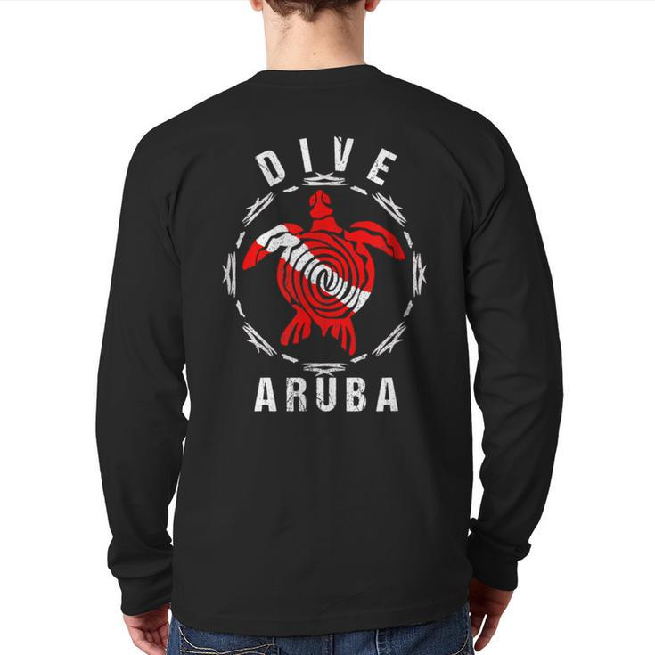 Dive Aruba Vintage Tribal Turtle Back Print Long Sleeve T-shirt