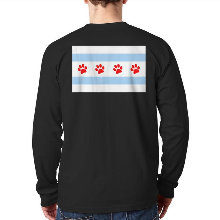 Dog Lovers Chicago Flag Paw Prints Custom T Back Print Long Sleeve T-shirt