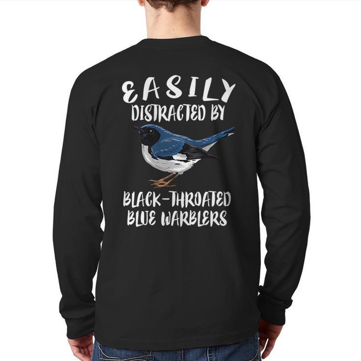 Easily Distracted By Black-Throated Warblers Birds Birding Back Print Long Sleeve T-shirt