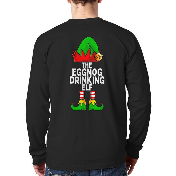 Eggnog Drinking Elf Matching Family Christmas Back Print Long Sleeve T-shirt