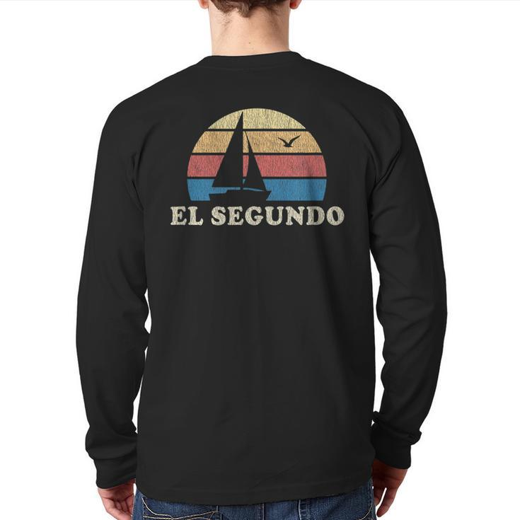 El Segundo Ca Vintage Sailboat 70S Throwback Sunset Back Print Long Sleeve T-shirt