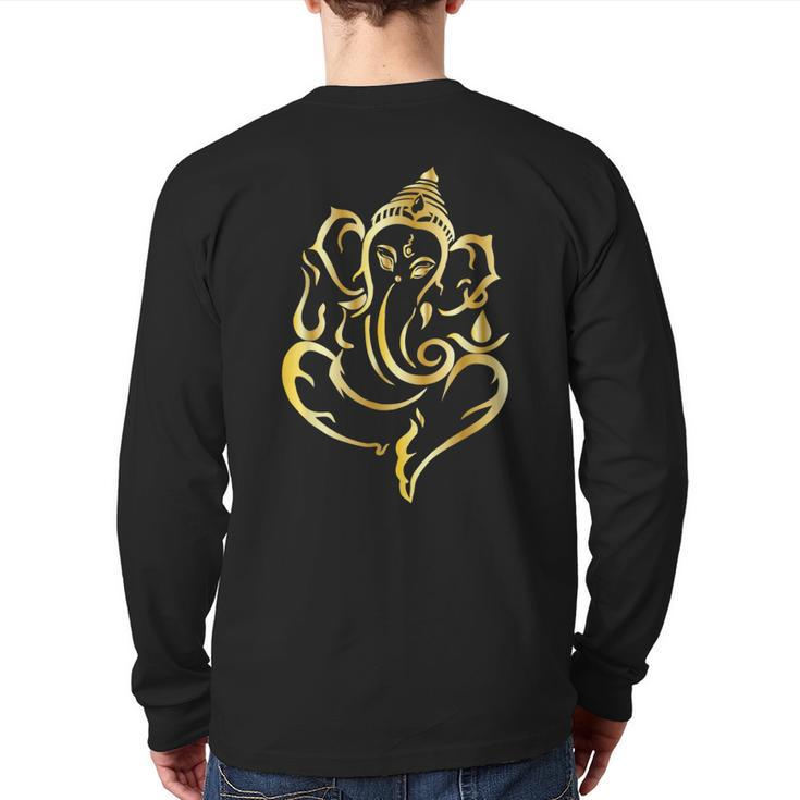 Elegant Lord Ganesha Hindu Indian God Spiritual Elephant Back Print Long Sleeve T-shirt
