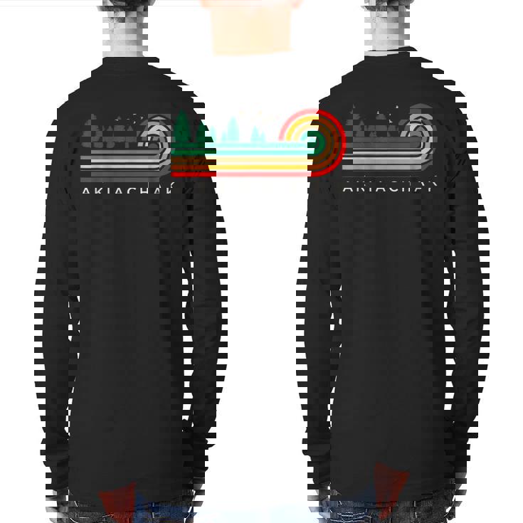 Evergreen Vintage Stripes Akiachak Alaska Back Print Long Sleeve T-shirt