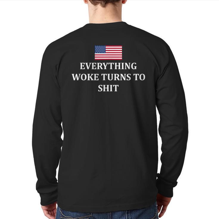 Everything Woke Turns To Shit Trump 2024 Usa Flag Graphic Sweatshirt ...