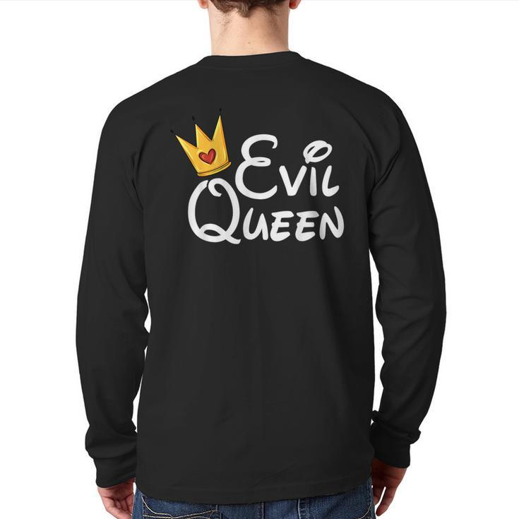 Evil Queen With Crown Black Halloween Costume Back Print Long Sleeve T-shirt