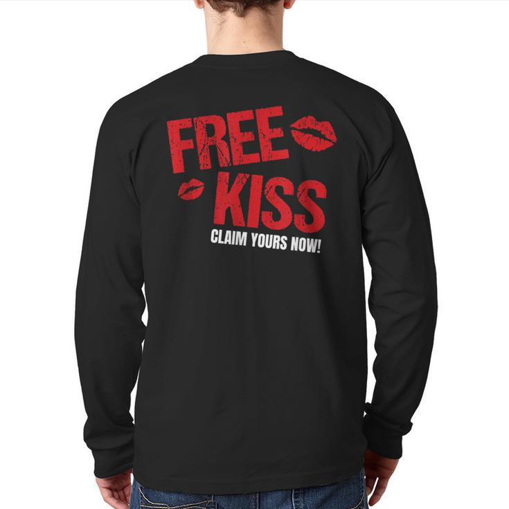 Free Kiss Claim Yours Now Best Valentine's Day Back Print Long Sleeve T-shirt