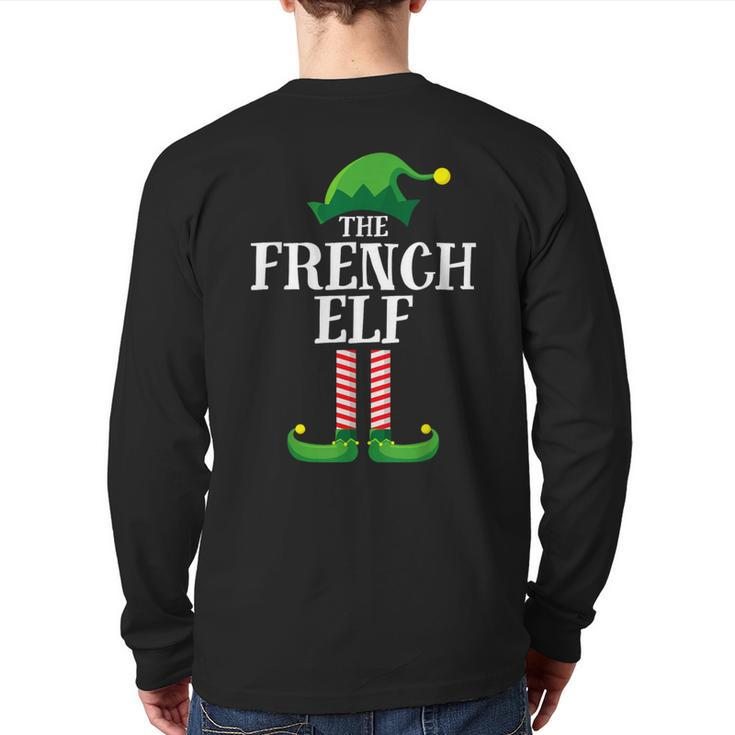 French Elf Matching Family Group Christmas Party Back Print Long Sleeve T-shirt