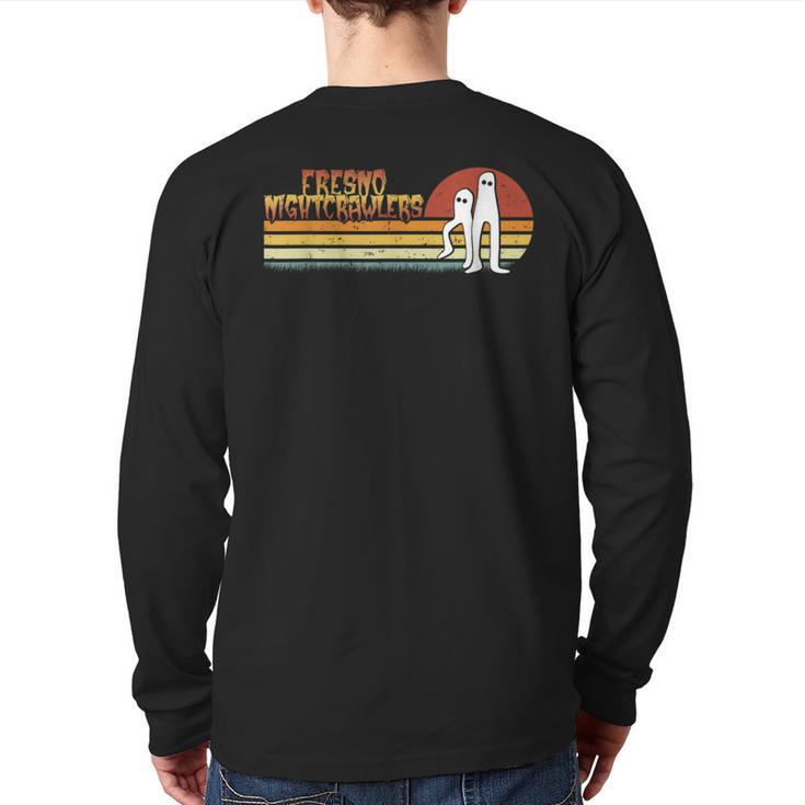 Fresno Nightcrawlers Retro Stripes Walking Cryptid Back Print Long Sleeve T-shirt
