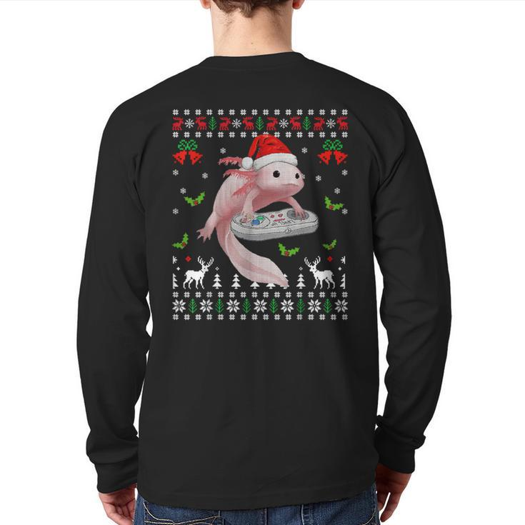 Fun Axolotl Gamer Axolotl Lover Ugly Christmas Sweater Back Print Long Sleeve T-shirt