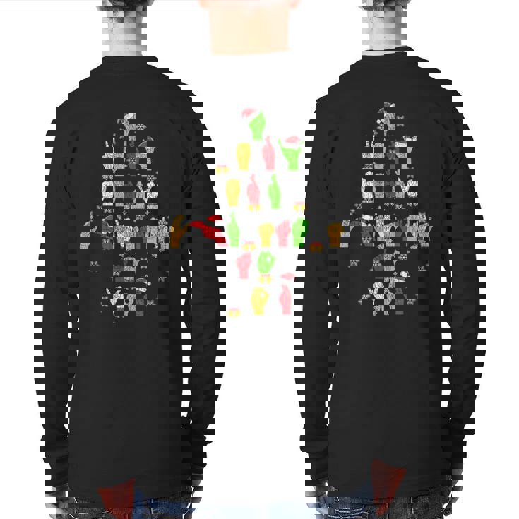 Asl Christmas American Sign Language Back Print Long Sleeve T-shirt