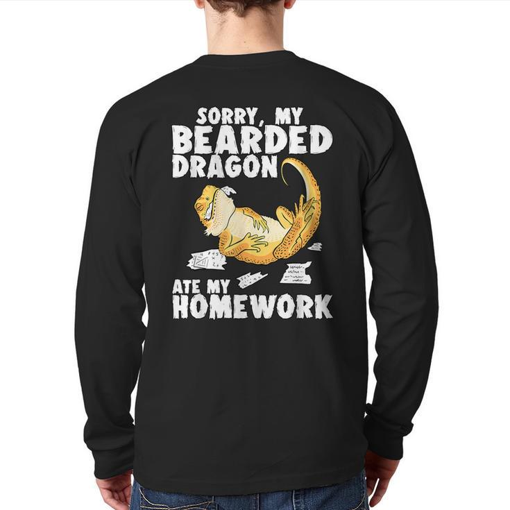 Bearded Dragon Lizard Lover Bearded Dragon Back Print Long Sleeve T-shirt