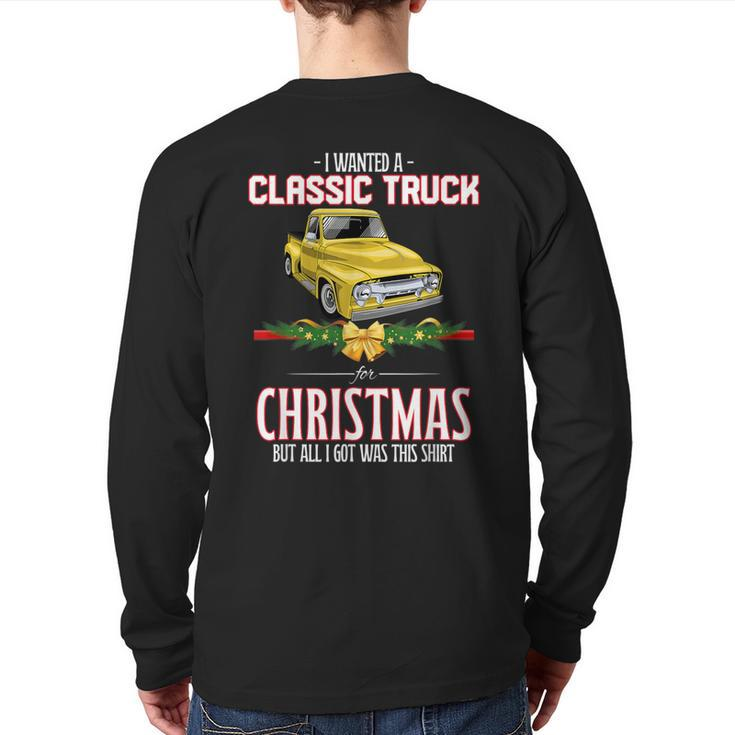 Car Guy Christmas Gag For Mechanic's Old Pickup Truck Back Print Long Sleeve T-shirt