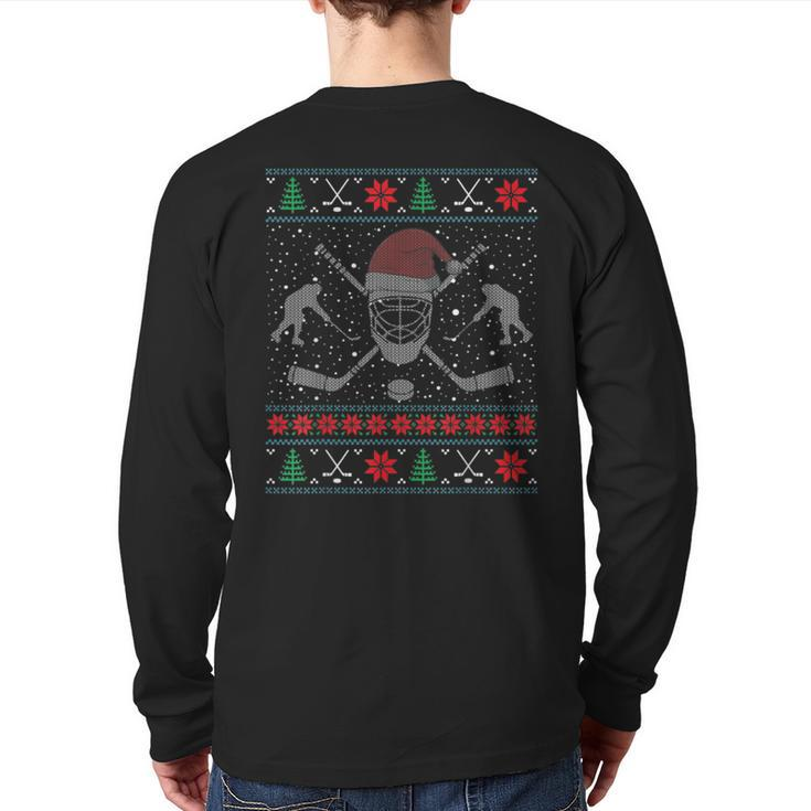 Christmas Ice Hockey Ugly Christmas Sweaters Back Print Long Sleeve T-shirt