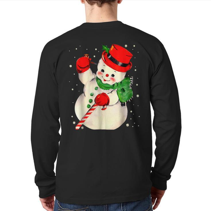 Christmas Snowman Matching Family Pajama Xmas Vintage Back Print Long Sleeve T-shirt
