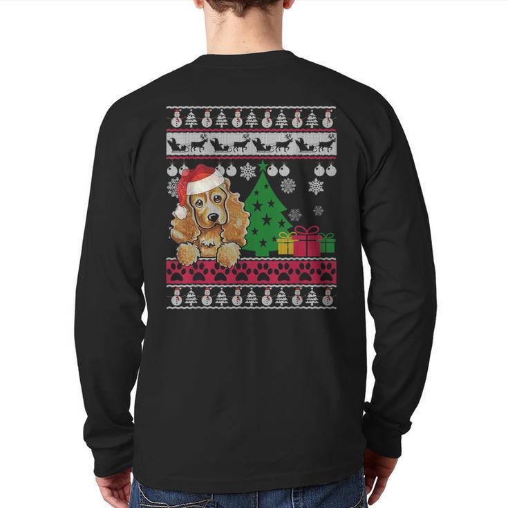 Cocker Spaniel Christmas Ugly Sweater Dog Lover Xmas Back Print Long Sleeve T-shirt