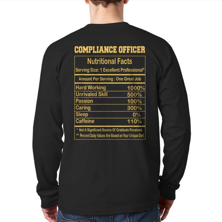 Compliance Officer Nutritional Facts Motivational Quot Back Print Long Sleeve T-shirt