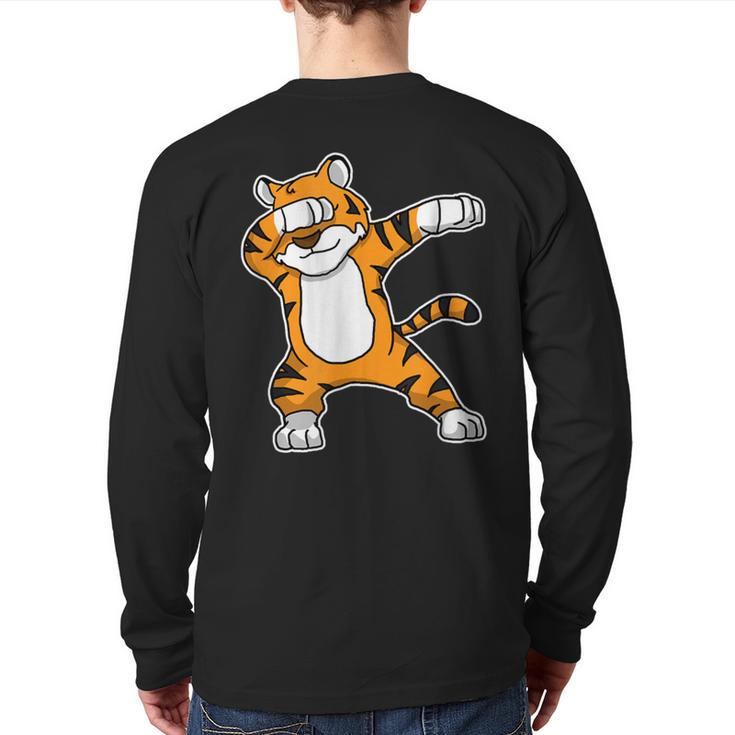 Dabbing Tiger Dab Dance Cool Cat Tiger Lover Back Print Long Sleeve T-shirt
