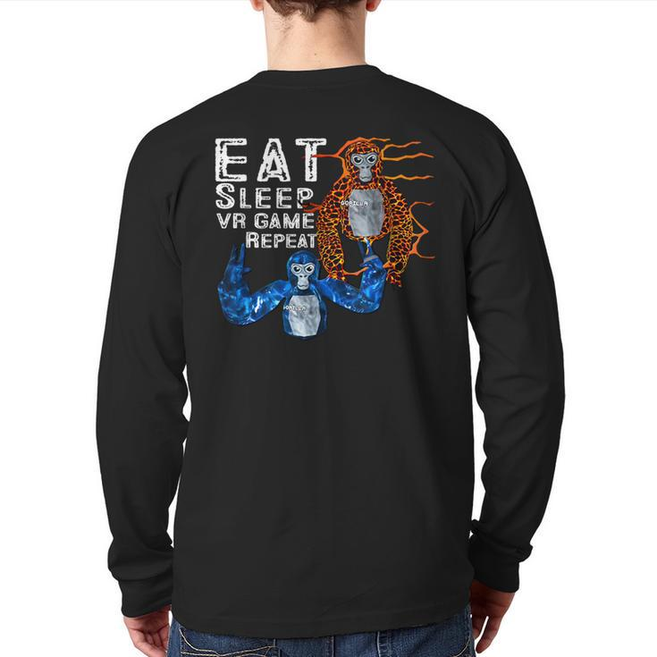 Eat Sleep Gorilla Vr Game Monke Tag Vr Game Back Print Long Sleeve T-shirt