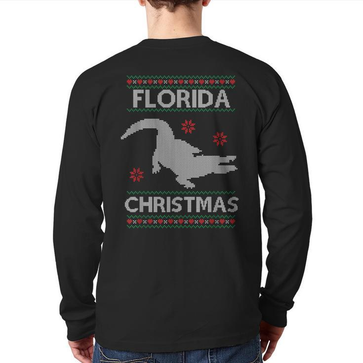 Florida Christmas Holiday Ugly Sweater Style Back Print Long Sleeve T-shirt