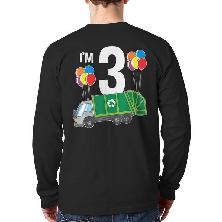 Garbage Truck 3Rd Birthday Party Kid's Back Print Long Sleeve T-shirt