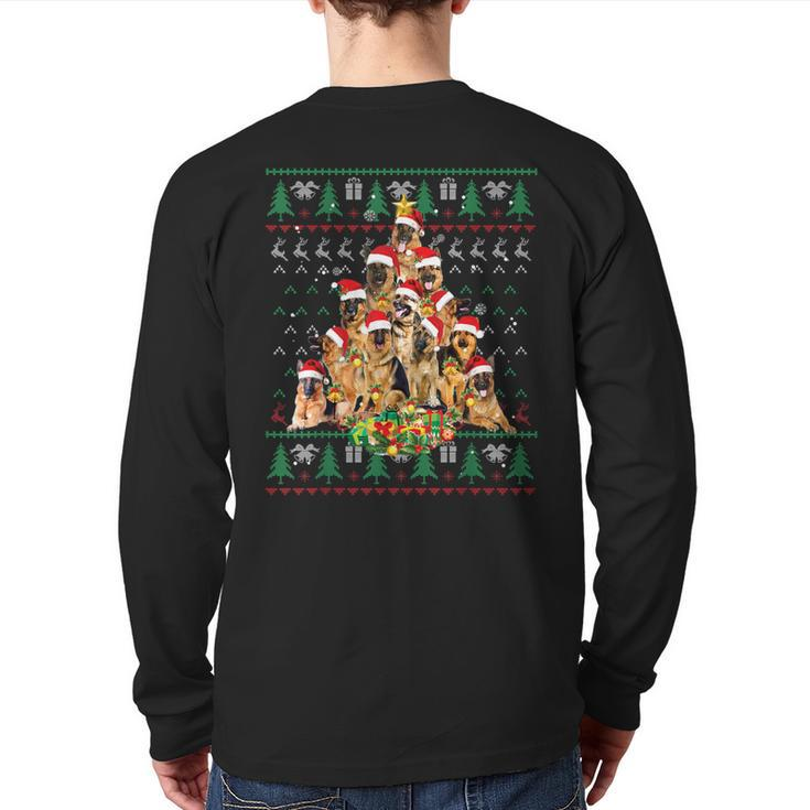 German Shepherd Christmas Lights Ugly Sweater Xmas Back Print Long Sleeve T-shirt