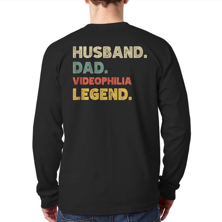 Husband Dad Videophilia Legend Vintage Retro Back Print Long Sleeve T-shirt