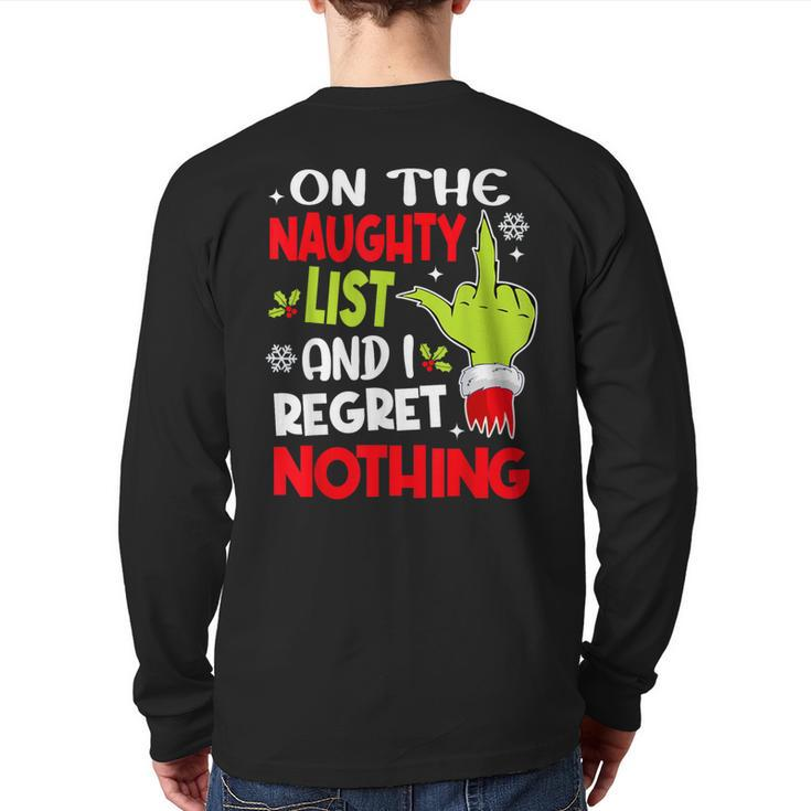 On The List Of Naughty And I Regret Nothing Christmas Back Print Long Sleeve T-shirt
